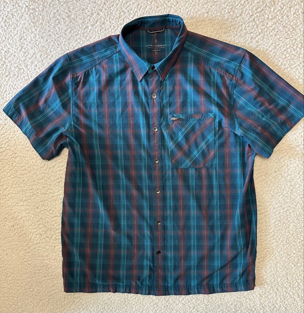 Royal Robbins Mens Short Sleeve Button Down Hiking Shirt XL